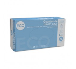 Guantes de nitrilo, ECO, s/polvo, ambidiestro, color azul, 3 gr, AQL 1.5. Caja de 100 unidades